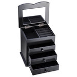 Yescom - Black Jewelry Box Organizer Storage Case Mirror Ring Necklace Bracelet Earring - Features: