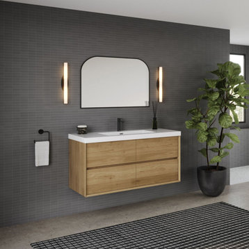 The Daria Bathroom Vanity, White Oak, 48", Single Sink, Wall Mount