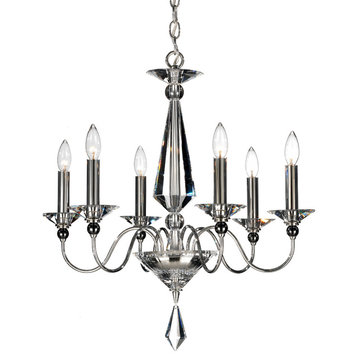 Jasmine 6-Light Chandelier in Silver With Clear Optic Crystal