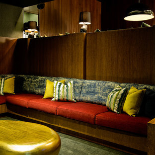 Example of a trendy home theater design in Montreal