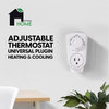Adjustable Thermostat, Universal Plugin Heating & Cooling Thermostat, White