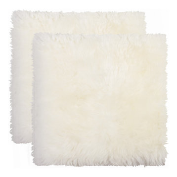 100% New Zealand Sheepskin Chair Seat Covers, 17"x17", Set of 2, Natural