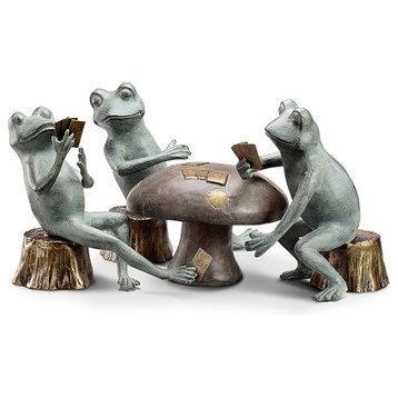 Amazing Card Cheat Frogs Garden Sculpture Set