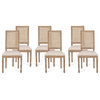 Brownell French Country Wood and Cane Upholstered Dining Chair (Set of 6), Beige/Brown