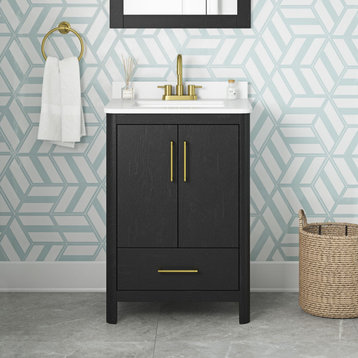 REN Selections Dario Freestanding Bathroom Vanity, Single Sink, Ebony Wood, 24"