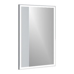 ADM Bathroom Design - ADM Rectangular Wall Mounted Framed LED Mirror, White, 24" - Bathroom Mirrors