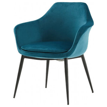 Teal and Black Velvet Dining or Side Chair