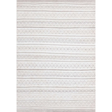Ariana Collection Gray Cream Recycled Farmhouse Rug, 7'10"x10'6"
