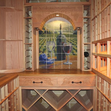 Hand-Carved Grapevine Wine Cellar Design TX