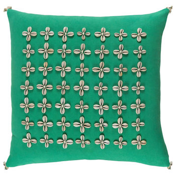 Lelei by Surya Poly Fill Pillow, Grass Green/Cream, 20' x 20'