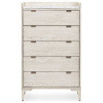 Four Hands - Viggo Tall Dresser-Vinatge White Wash - Vintage white oak is finished with a dry hand for a light look, while a top of white Italian marble offers a sophisticated material mix. Top drawer features a clever drop-down front, revealing two smaller drawers, perfect for storage of jewelry and accessories.