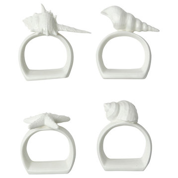 Adrian Porcelain Shell 4-Piece Napkin Ring Set