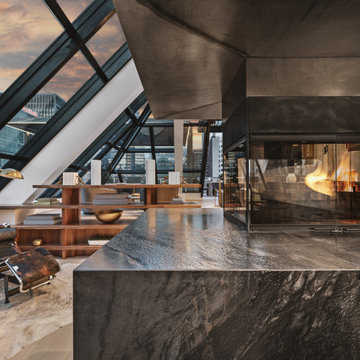 Smokey Black Granite Fireplace Surround