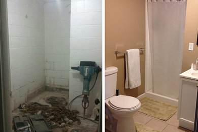 Alcove shower - mid-sized modern alcove shower idea in Other