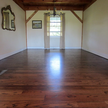 SAGAPONACK FARMHOUSE: WIDE PLANK RED OAK REVIVED - MED BROWN STAIN/TRAFFIC HD