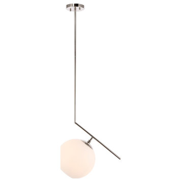 Living District Ryland 1 Light Pendant, Chrome/Frosted White