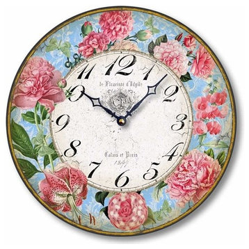 Antique-Style 12  Inch French Floral Wall Clock