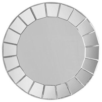 31.5 " Round Wall Mirror Silver Sunburst Modern Bathroom Bedroom Decor