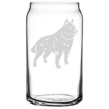 Schipperke Dog Themed Etched All Purpose 16oz. Libbey Can Glass