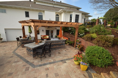 Back Yard Patio, Concrete Pavers and Outdoor Kitchen