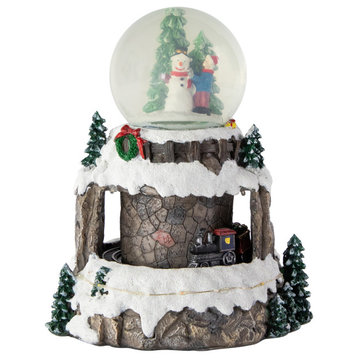 9.25" LED Lighted Animated and Musical Christmas Snowman Snow Globe