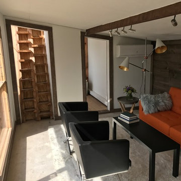 Vintage bison shed and shipping container tiny home