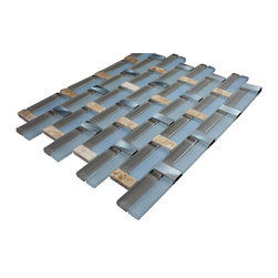 Glossy Blue and Brown & Beige Marble & Silver Aliminum Authentic Glass Mosaic Ti - Home Accessories & Decor