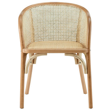 Elsy Armchair, Natural With Natural Rattan Seat Set of 1
