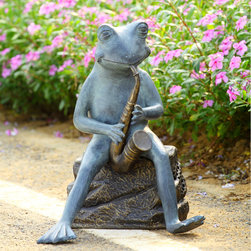 Blues Frog with Bluetooth Speakers - Garden Statues And Yard Art