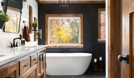Bathroom of the Week: Black, White, Wood and a High-Tech Shower
