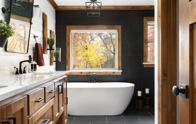 Bathroom of the Week: Black, White, Wood and a High-Tech Shower