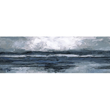 "Dark Vast Ocean III" Painting Print on Wrapped Canvas, 60"x20"
