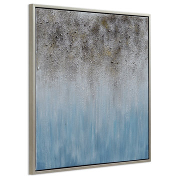 Blue Shadow Abstract Textured Metallic Hand Painted Wall Art by Martin Edwards