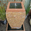 Peach Pebble Stacked Square Urn Fountain