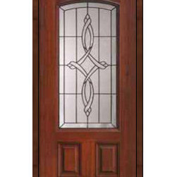 Front Single Door 80 Fiberglass Marsais 2 Panel Arch Lite Glass - Front Doors