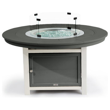 Vail 25"(Hx 48"(W HDPE Fire Pit Table, Two Tone Base, Round Top, Gray Top