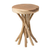 East At Main's Kenton Brown Teakwood Round Accent Table