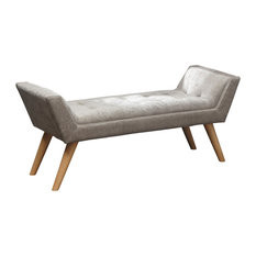 Milan Upholstered Bench, Silver Chenille