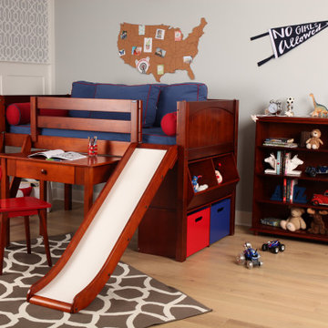Espresso Loft Bed with Slide and Desk