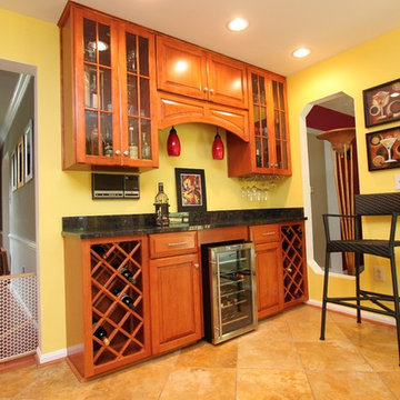 Transitional Maple Kitchen with Custom Bar in Laurel, MD