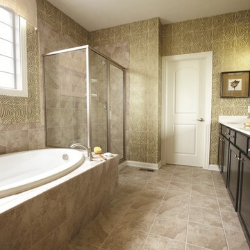 Transitional Bathroom Accessorized with Schlage Accent Lever in Satin Nickel
