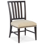 Hooker Furniture - Big Sky Side Chair - Inspired by the natural beauty of the American wilderness, the Big Sky Side Chair has a stylized spindle back, shaped wood legs and 3 stretchers finished in Charred Timber. The seat is covered in the Saxony Porcelain performance fabric, and oversized nailhead trim adds flair.