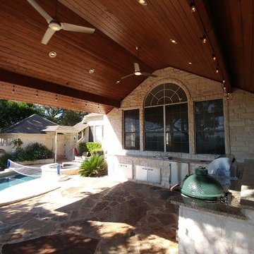 Austin Rustic Traditional Outdoor Patio and Kitchen Addition