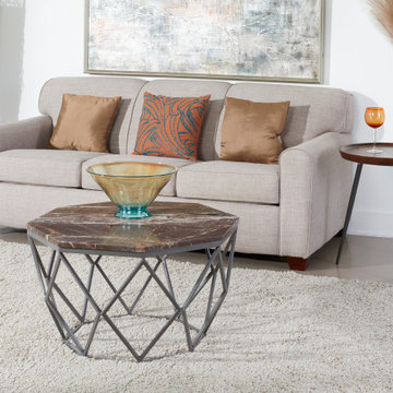 Dark Marble Octagonal Cocktail Table