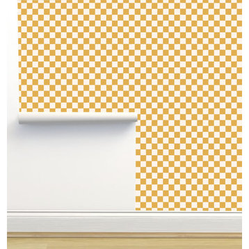 Gingham, Pineapple Yellow Wallpaper by Erin Kendal, 24"x144"