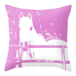 Back to Basics Pillows - White Horse Pillow Cover, 18x18 - Decorative Pillows