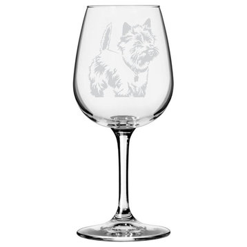 Cairn Terrier Dog Themed Etched All Purpose 12.75oz. Libbey Wine Glass