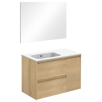 Ambra 90 Complete Vanity Unit, Nordic Oak, With Mirror