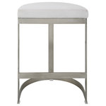 Uttermost - Uttermost Ivanna Backless Silver Counter Stool - Simplistic But Sturdy, This Statement Counter Stool Features A Thick Hand Forged Iron Base Finished In Brushed Silver. Plush Seat Is Tailored In A White Linen Blend Performance Fabric. Seat Height Is 26".