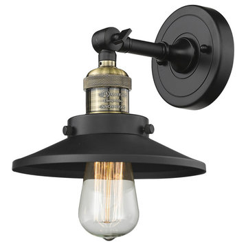 Railroad 1-Light Dimmable LED Sconce, Black Antique Brass